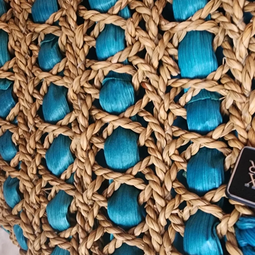 Straw Beach bag brand new with tag,but zipper is off - Picture 3 of 5